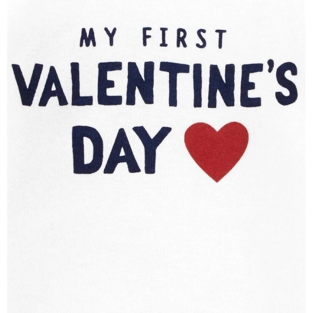 Carters My First Valentines Day One Piece Newborn White New with Tags Red Heart